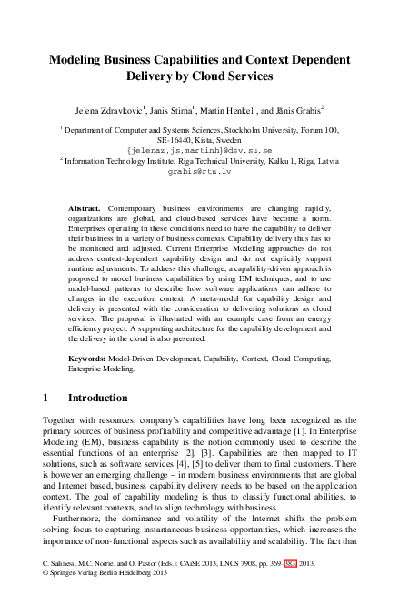 (PDF) Modeling Business Capabilities and Context Dependent Delivery by ...