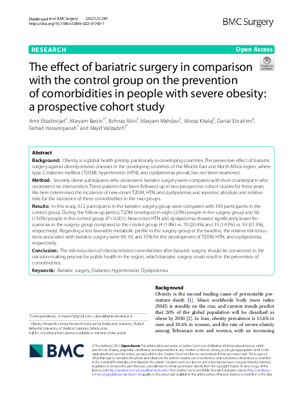 (PDF) The effect of bariatric surgery in comparison with the control ...