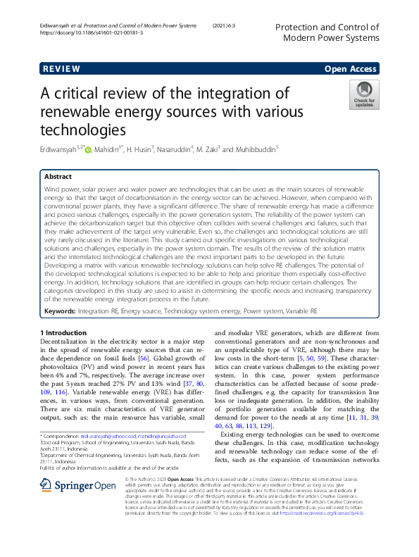 (PDF) A critical review of the integration of renewable energy sources ...