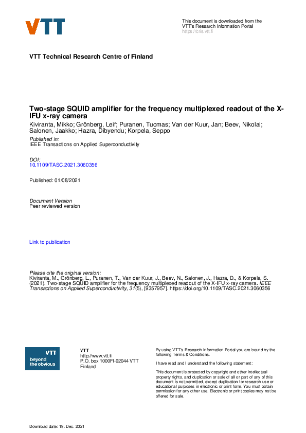 (PDF) Two-Stage SQUID Amplifier for the Frequency Multiplexed Readout ...