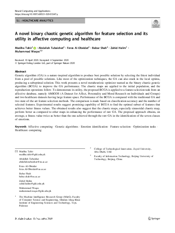 (PDF) A novel binary chaotic genetic algorithm for feature selection ...