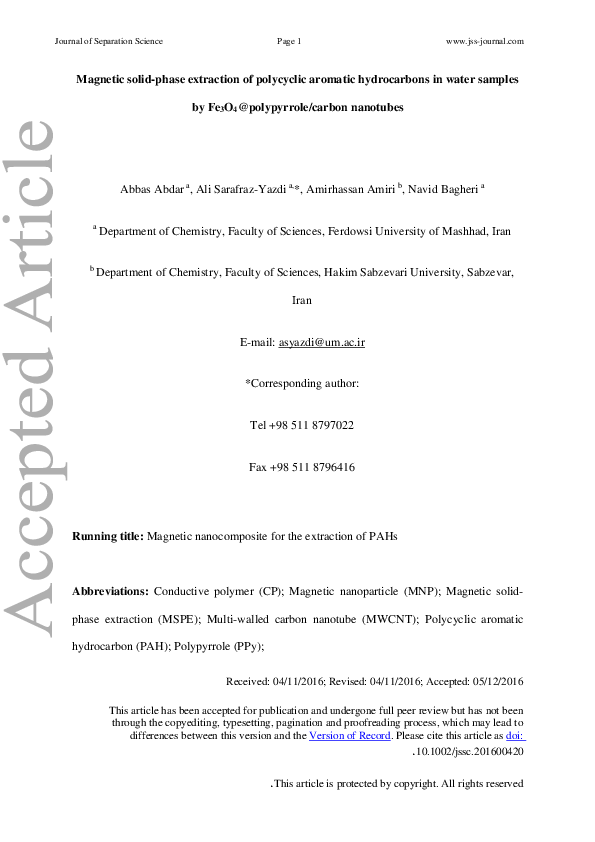 (PDF) Magnetic solid-phase extraction of polycyclic aromatic ...