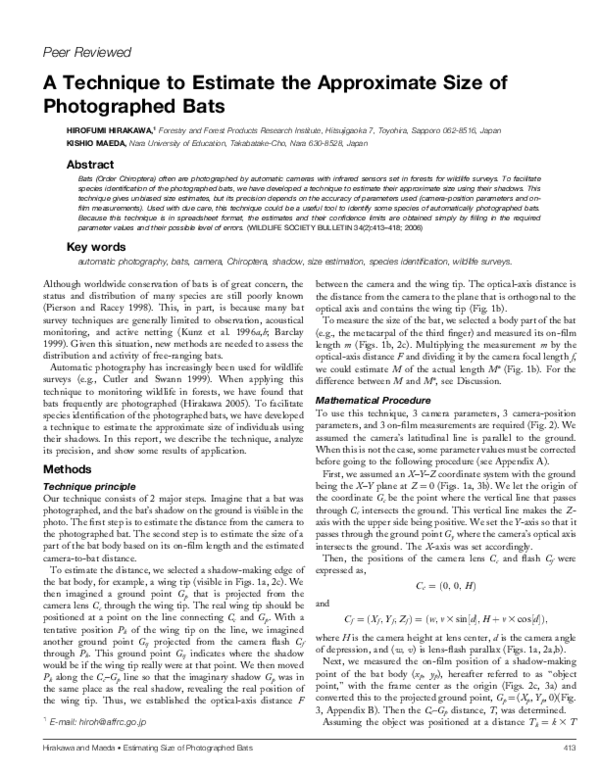 (PDF) A Technique to Estimate the Approximate Size of Photographed Bats ...