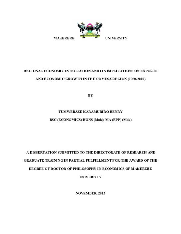 (DOC) REGIONAL ECONOMIC INTEGRATION AND ITS IMPLICATIONS ON EXPORTS AND ...