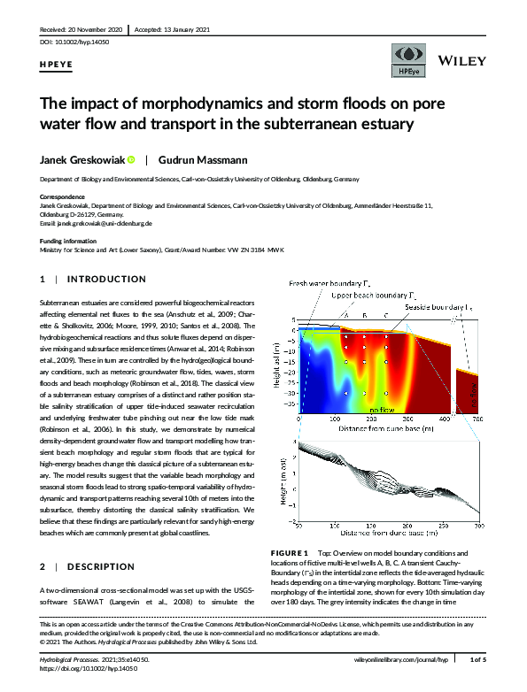 (PDF) The impact of morphodynamics and storm floods on pore water flow ...