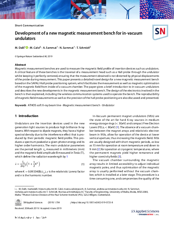 (PDF) Development of a new magnetic measurement bench for in-vacuum ...