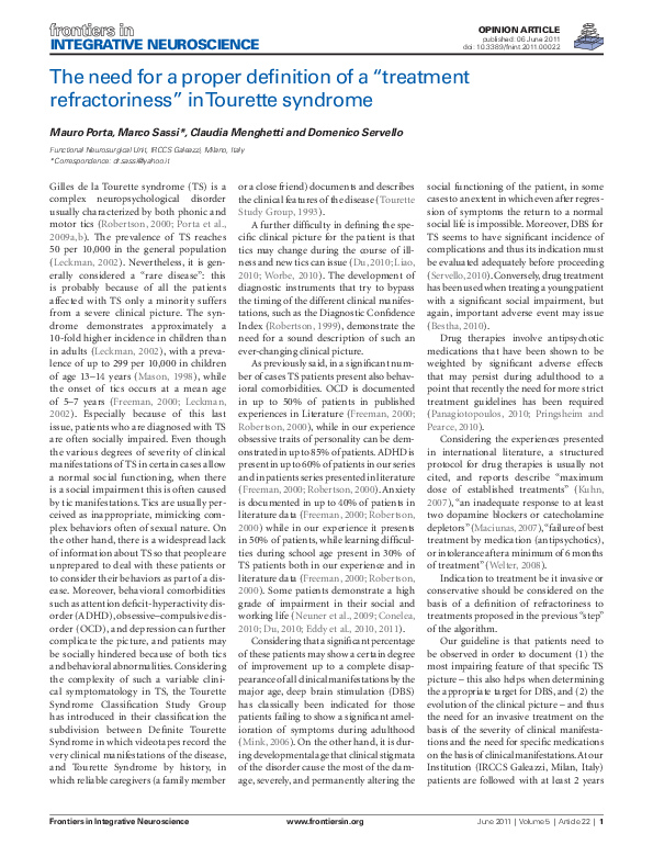 (PDF) The Need for a Proper Definition of a “Treatment Refractoriness ...