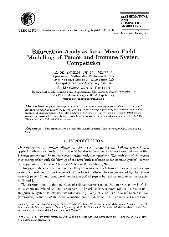 (PDF) Bifurcation analysis for a mean field modelling of tumor and ...