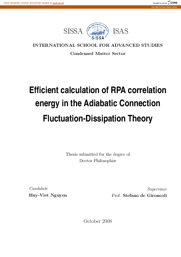 (PDF) Efficient calculation of RPA correlation energy in the Adiabatic ...