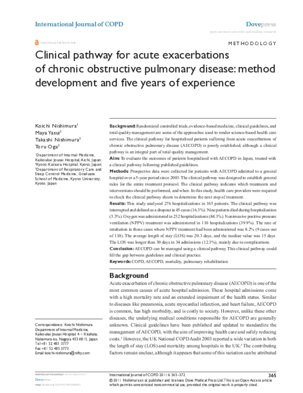 (PDF) Clinical pathway for acute exacerbations of chronic obstructive ...