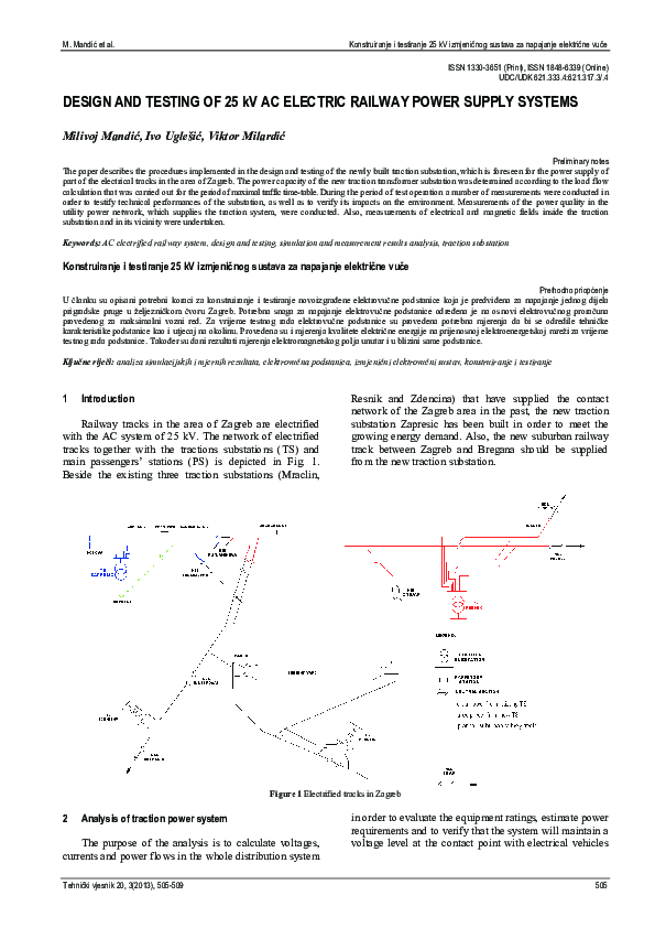 (PDF) Design and testing of 25 kV AC electric railway power supply