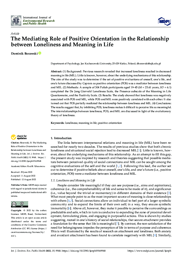 (PDF) The Mediating Role of Positive Orientation in the Relationship ...