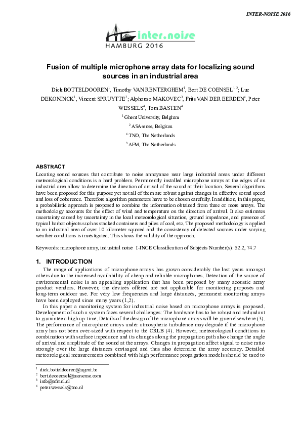 (PDF) Fusion of multiple microphone array data for localizing sound ...