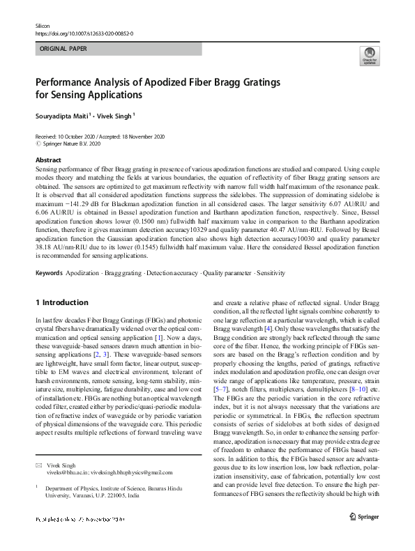 (PDF) Performance Analysis of Apodized Fiber Bragg Gratings for Sensing ...