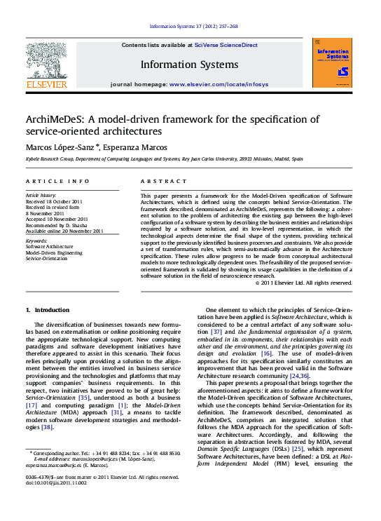 (PDF) ArchiMeDeS: A model-driven framework for the specification of ...