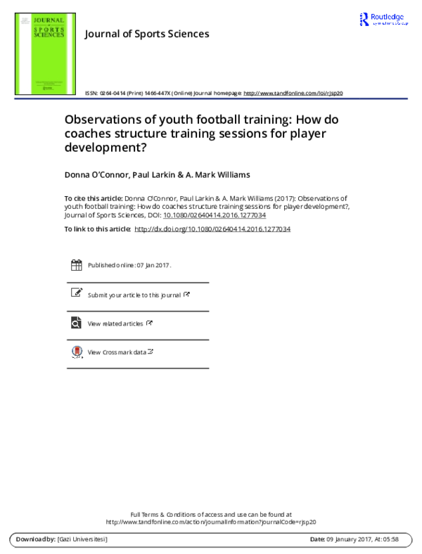 (PDF) Observations of youth football training: How do coaches structure ...