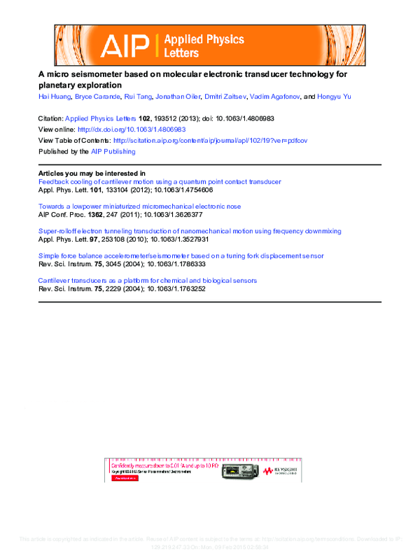 (PDF) A micro seismometer based on molecular electronic transducer ...