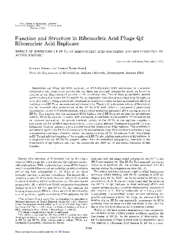 (PDF) Function and structure in ribonucleic acid phage Qbeta ...