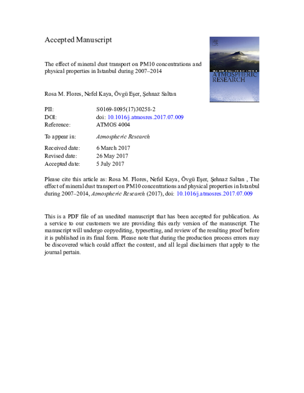 (PDF) The effect of mineral dust transport on PM10 concentrations and ...