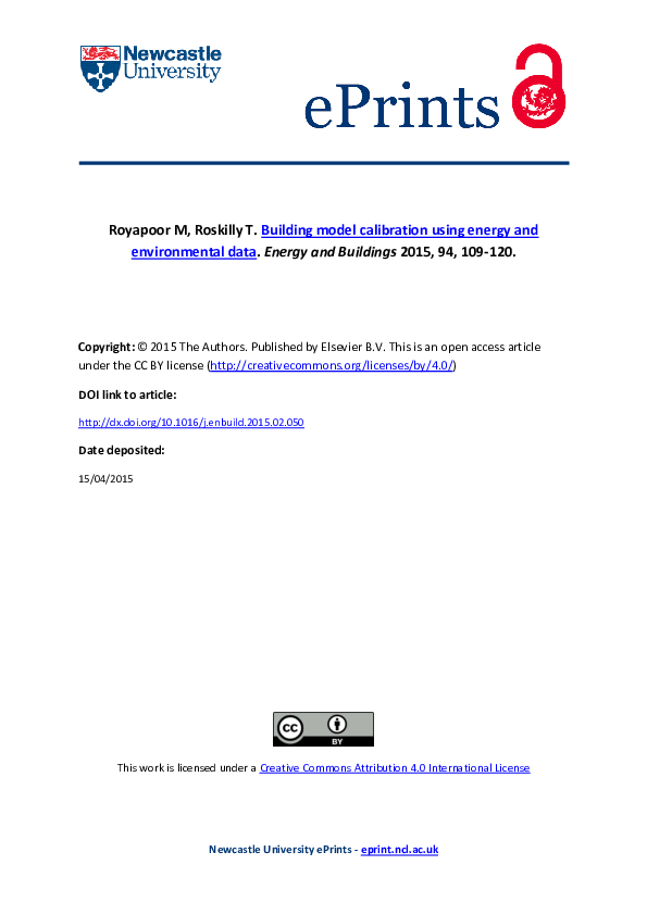 (PDF) Building model calibration using energy and environmental data