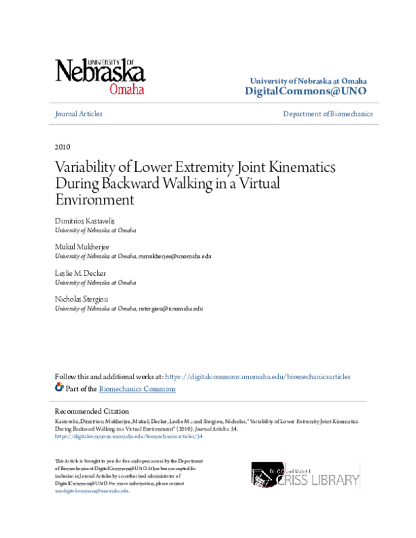 (PDF) Variability of lower extremity joint kinematics during backward ...