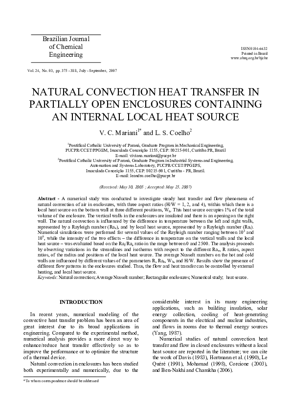 (PDF) Natural convection heat transfer in partially open enclosures ...