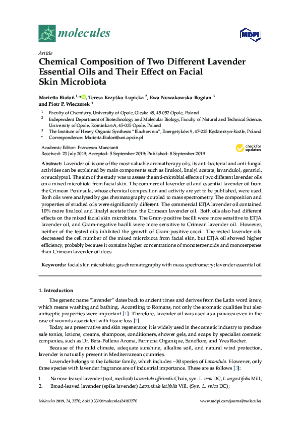 (PDF) Chemical Composition of Two Different Lavender Essential Oils and ...