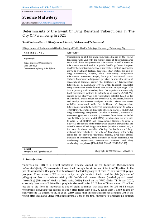(PDF) Determinants Of The Event Of Drug Resistant Tuberculosis In The ...