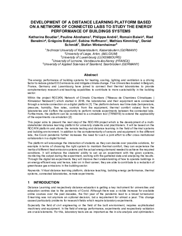 (PDF) Development of a Distance Learning Platform Based on a Network of ...