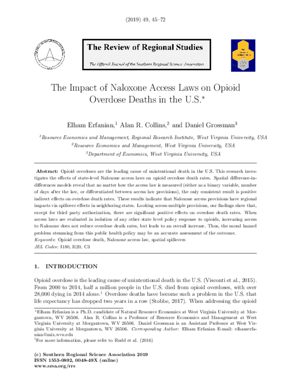(PDF) The Impact of Naloxone Access Laws on Opioid Overdose Deaths in ...