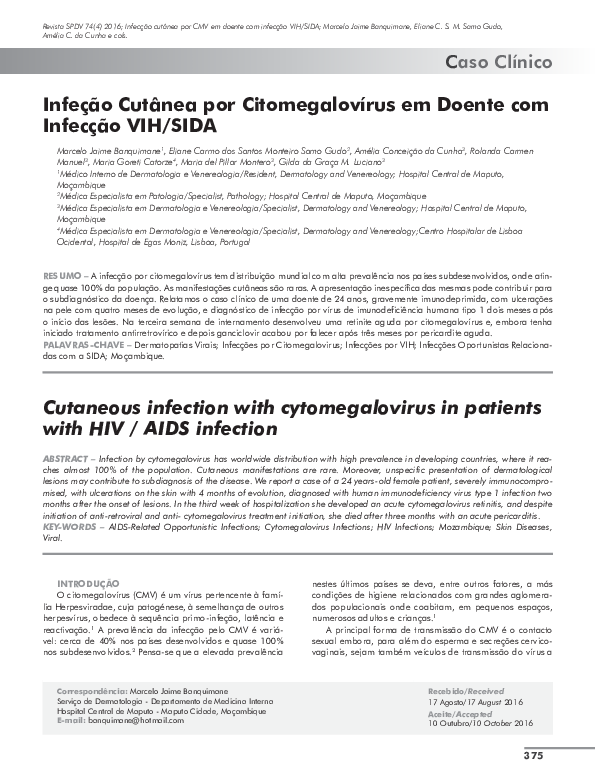 (PDF) Cutaneous infection with cytomegalovirus in patients with HIV ...