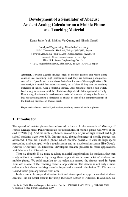 (PDF) Development of a Simulator of Abacus: Ancient Analog Calculator ...