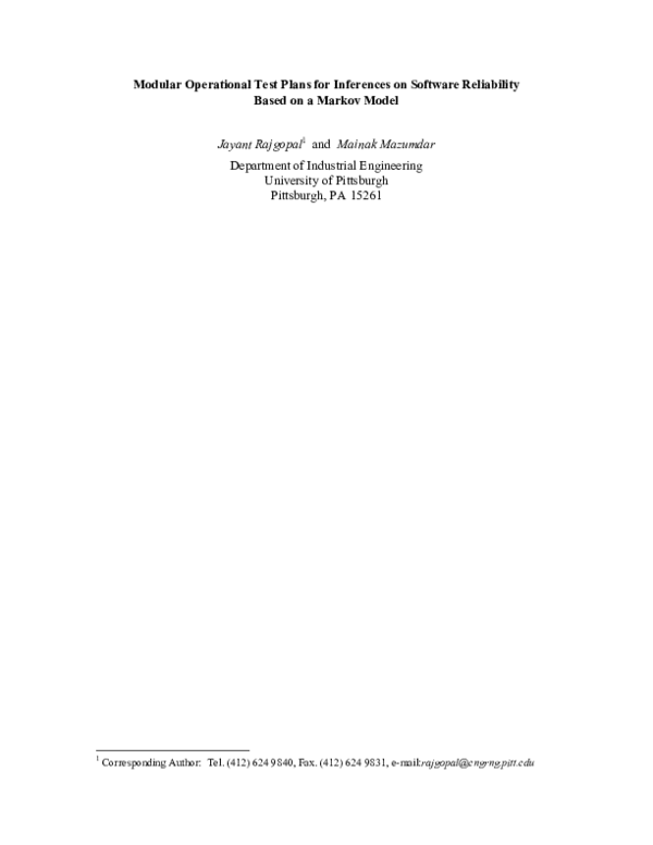 (PDF) Modular operational test plans for inferences on software ...