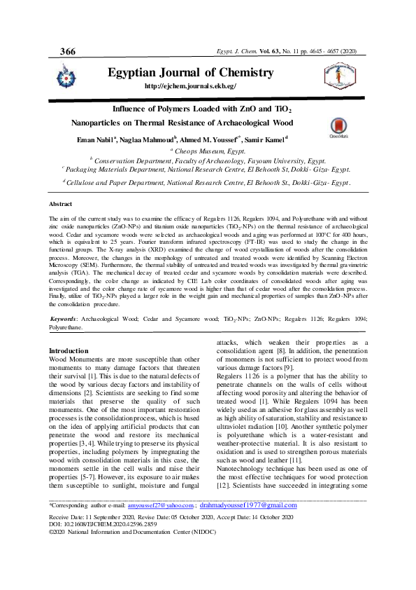 (PDF) Influence of polymers loaded with ZnO and TiO2 nanoparticles on ...