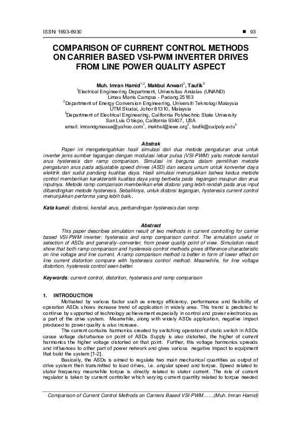 (PDF) Comparison of Current Control Methods on Carrier Based Vsi-PWM ...