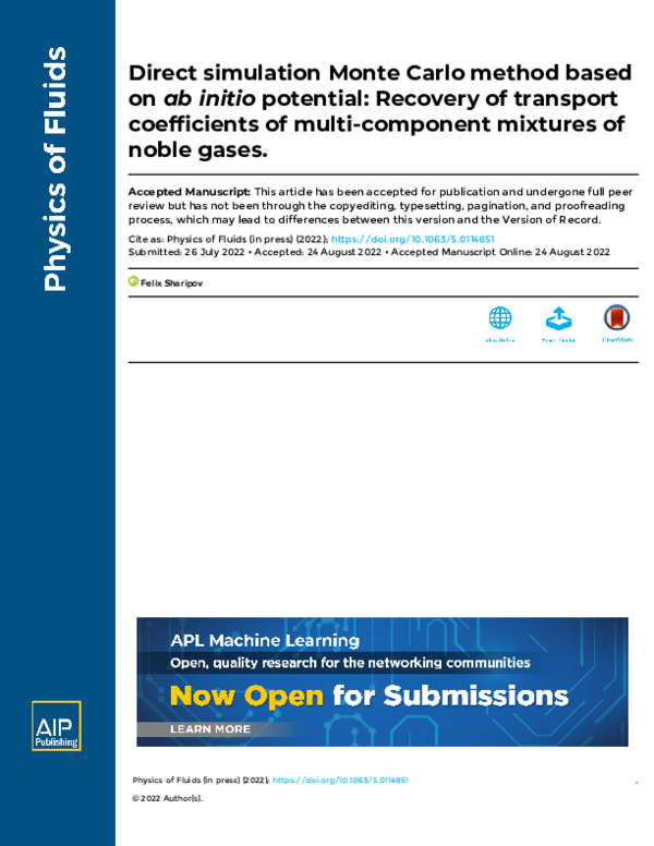 (PDF) Direct simulation Monte Carlo method based on ab initio potential ...
