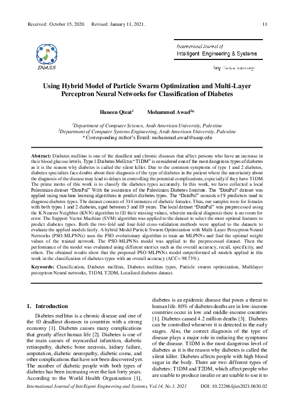 (PDF) Using Hybrid Model of Particle Swarm Optimization and Multi-Layer ...