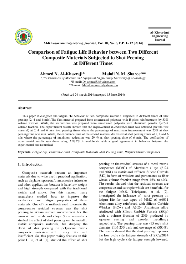 (PDF) Comparison of Fatigue Life Behavior between Two Different ...