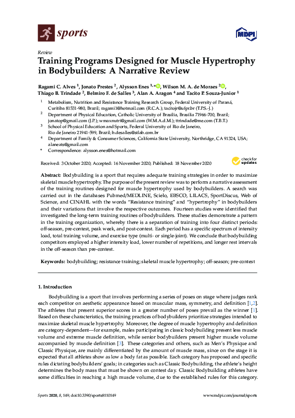 (PDF) Training Programs Designed for Muscle Hypertrophy in Bodybuilders ...