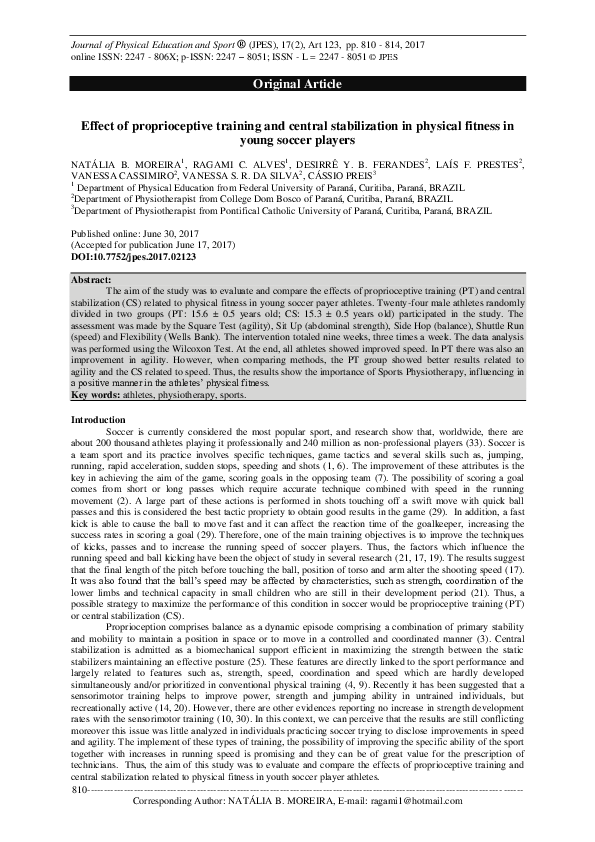 (PDF) Effect of proprioceptive training and central stabilization in ...