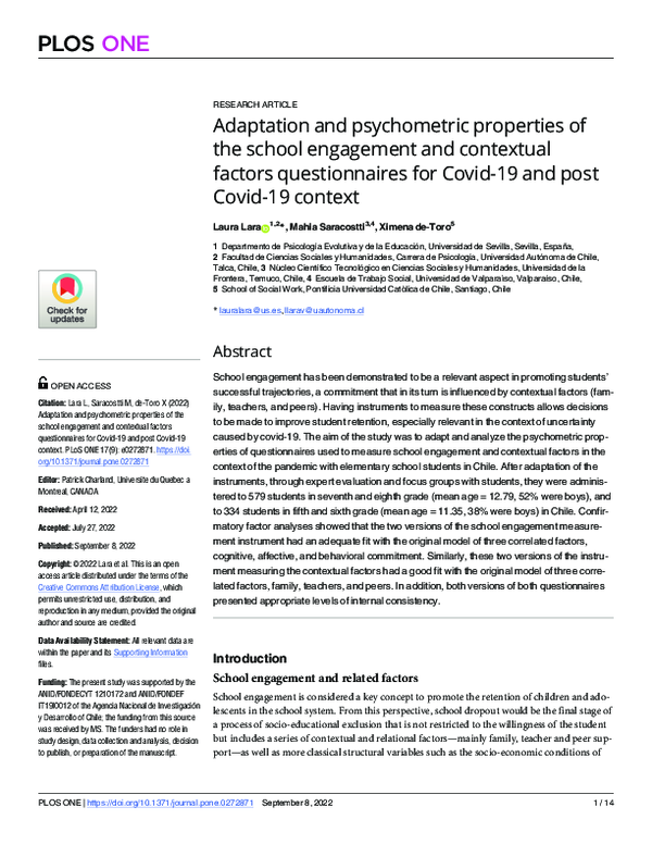 (PDF) Adaptation and psychometric properties of the school engagement ...