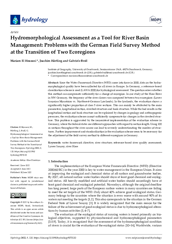 (PDF) Hydromorphological Assessment as a Tool for River Basin ...