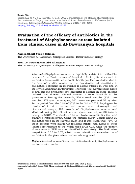 (PDF) Evaluation of the efficacy of antibiotics in the treatment of ...
