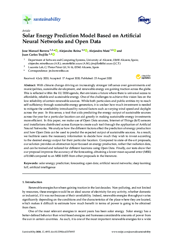 (PDF) Solar Energy Prediction Model Based on Artificial Neural Networks ...