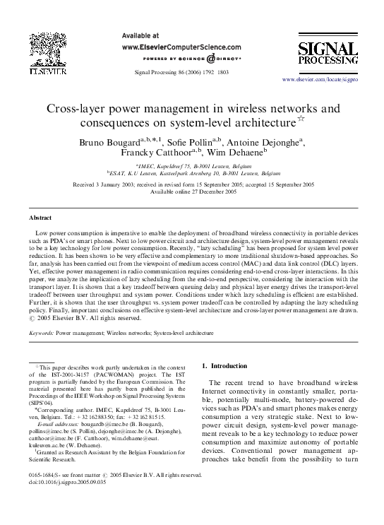 (PDF) Cross-layer power management in wireless networks and ...