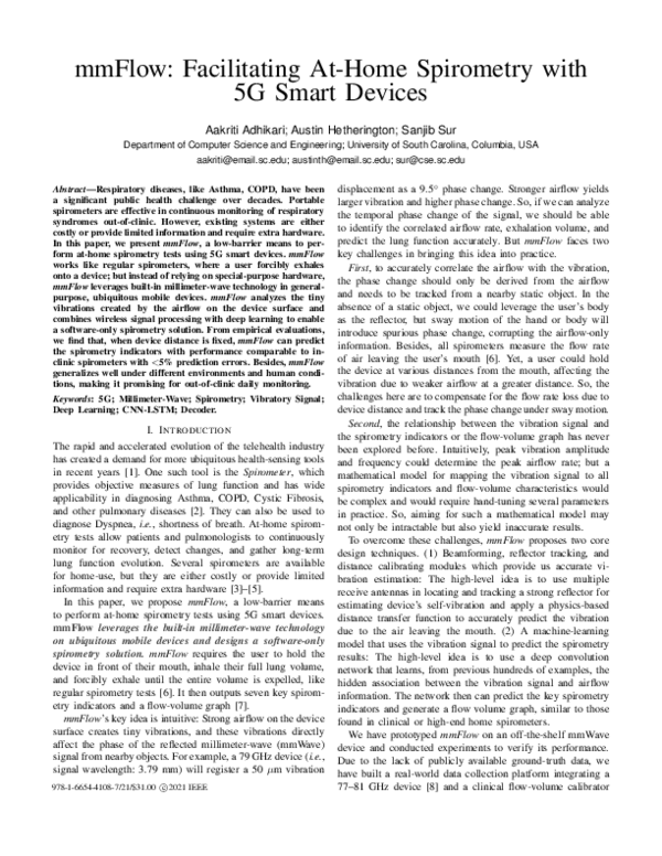 (PDF) mmFlow Facilitating AtHome Spirometry with 5G Smart Devices