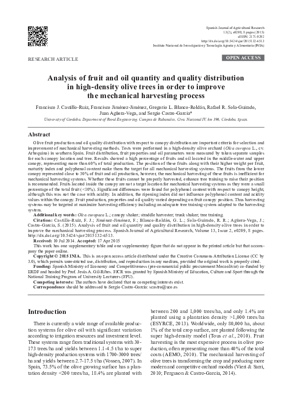 (PDF) Analysis of fruit and oil quantity and quality distribution in ...