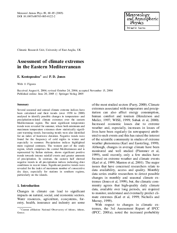 (PDF) Assessment of climate extremes in the Eastern Mediterranean