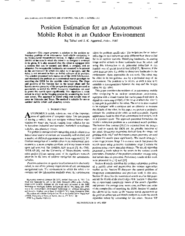 (PDF) Position estimation for an autonomous mobile robot in an outdoor ...