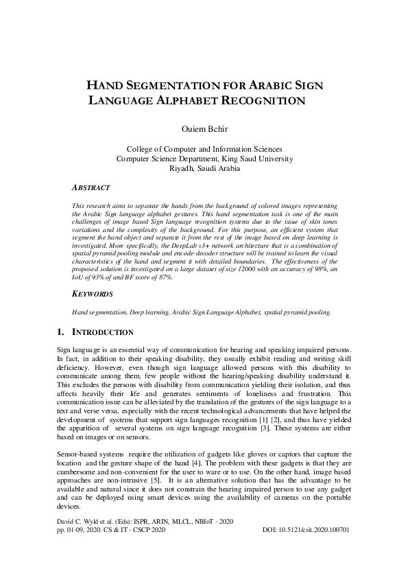 (PDF) Hand Segmentation for Arabic Sign Language Alphabet Recognition ...